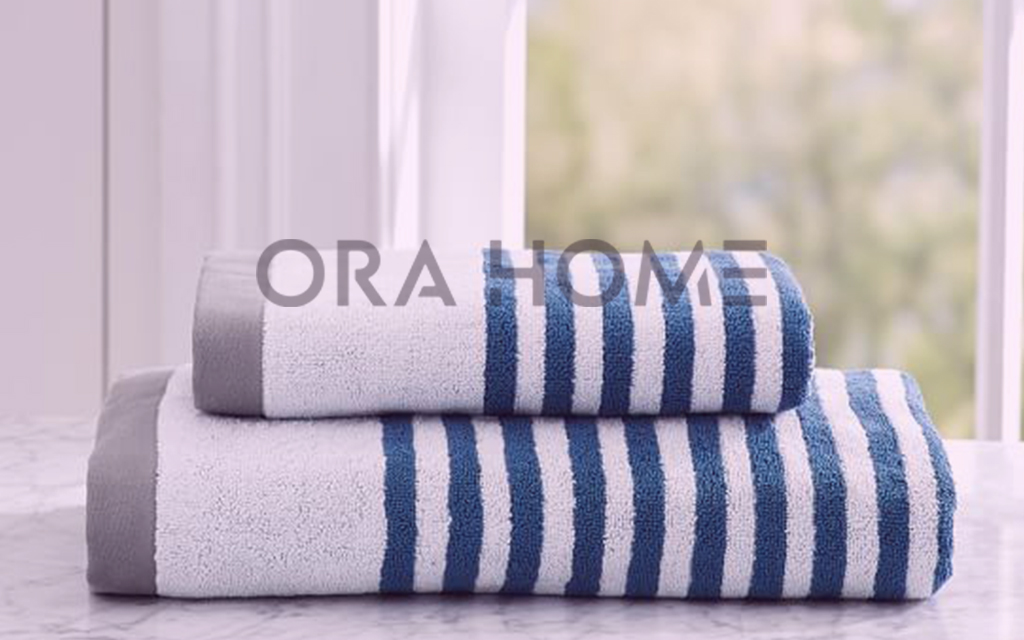 Blue and white striped Towels - Orahome